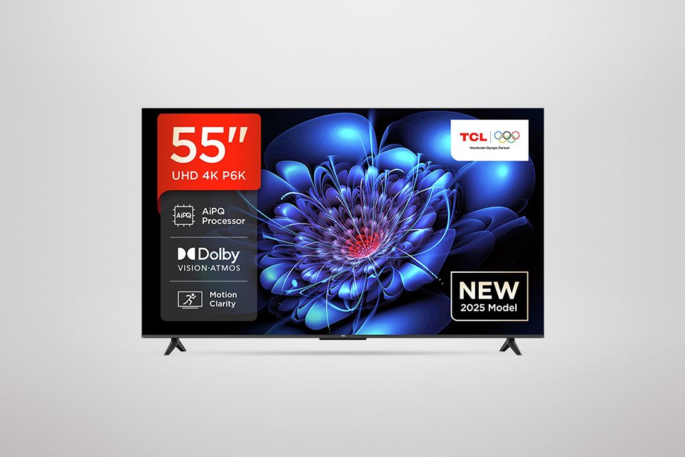 TCL 55 Inch 55P6K Smart 4K UHD HDR DLED TV.