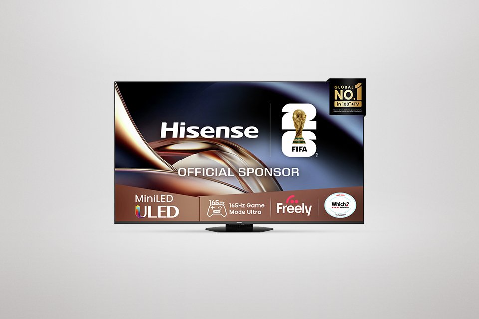 Hisense 55 Inch 55U8QTUK Smart 4K UHD HDR Mini LED Freely TV.