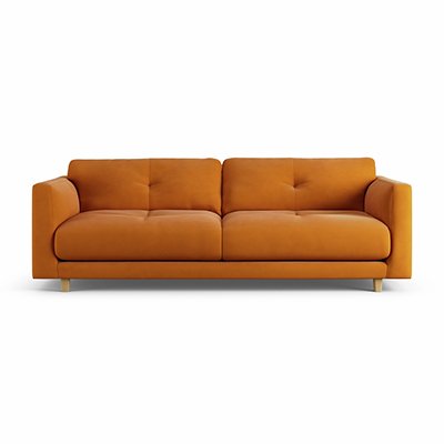 Habitat Emely Fabric 3 Seater Sofa - Orange - Ash Leg.