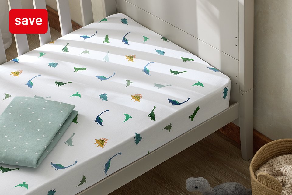 Save up to 1/3 on selected nursery bedding. Includes fitted sheets, duvets and mattress protectors.