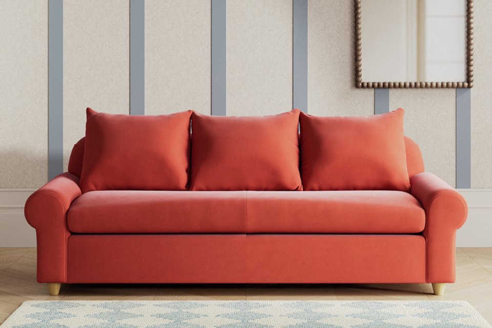 Habitat Whitby Fabric 4 Seater Sofa - Papaya - Ash Leg.
