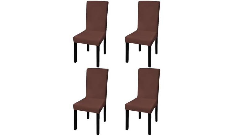 Walplus Pack of 4 Straight Stretchable Chair Cover - Brown