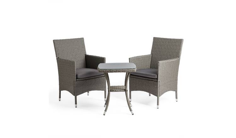 Vonhaus Bali Rattan Effect Garden Bistro Set - Grey