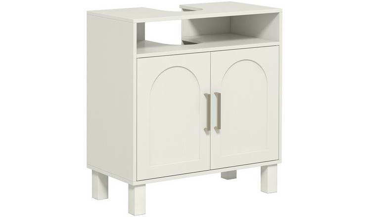 HOMCOM Freestanding Bathroom Cabinet with Adjustable Shelf - Cream