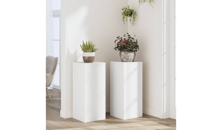 Walplus Pack of 2 Engineered Wood Plant Stand - White - 30 x 30 x 70 cm