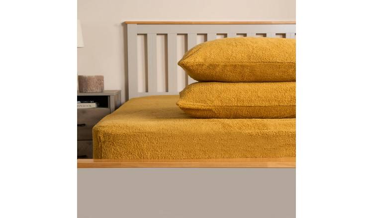 OHS Teddy Fleece Thermal Fitted Bed Sheet Ochre - Super King