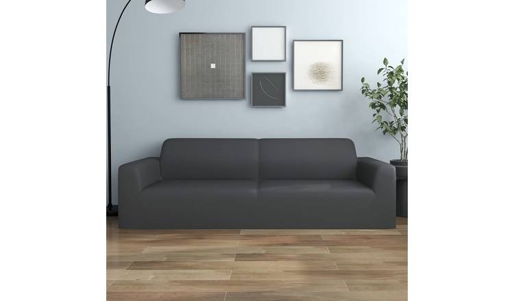 Walplus Polyester 3-Seater Stretch Couch Slipcover Jersey - Anthracite