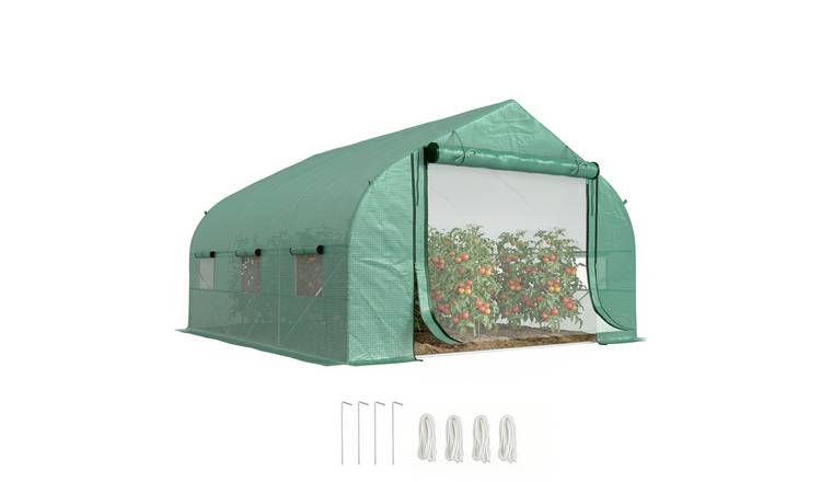 Outsunny Metal Garden Tunnel Greenhouse - Green