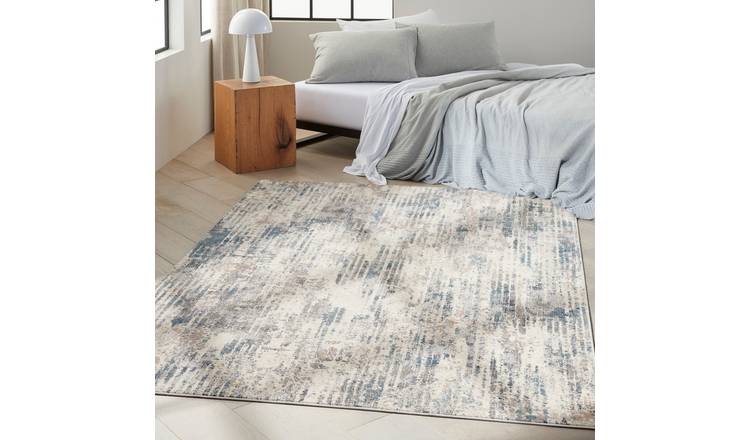 Mega Flooring White Modern Abstract Rug - 66 x 229cm