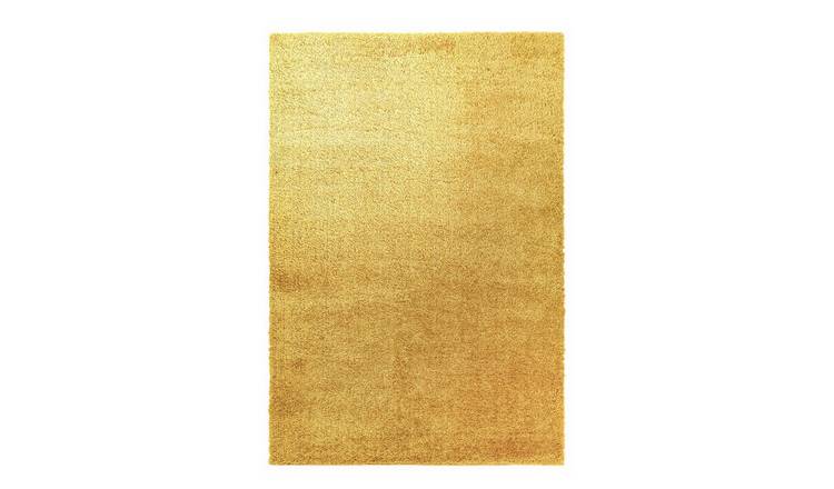 Mega Flooring Gold Shaggy Plain Rug - 80 x 150cm