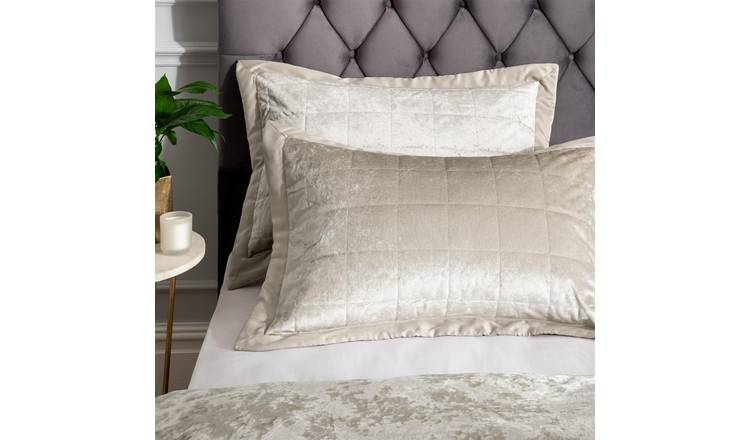 Catherine Lansfield Crushed Velvet Pillow Sham Pair 50 x 75cm - Natural