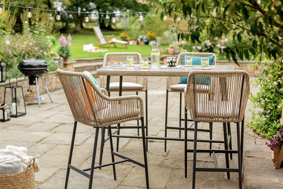 Habitat Malta 4 Seater Rattan Effect Garden Bar Set - Natural.