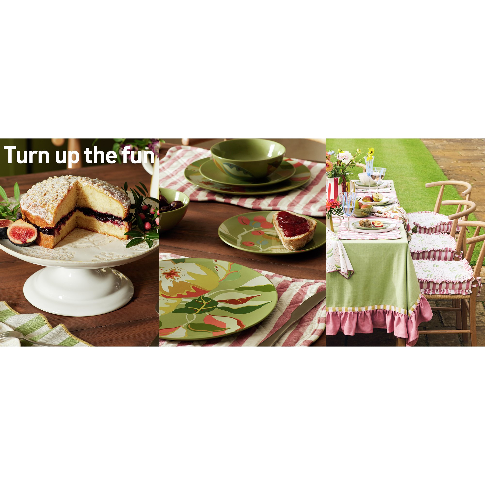 Habitat x Sanderson & National Trust Bellis Cake Stand, Habitat x Sanderson & National Trust Berries 12pc Dinner Set.