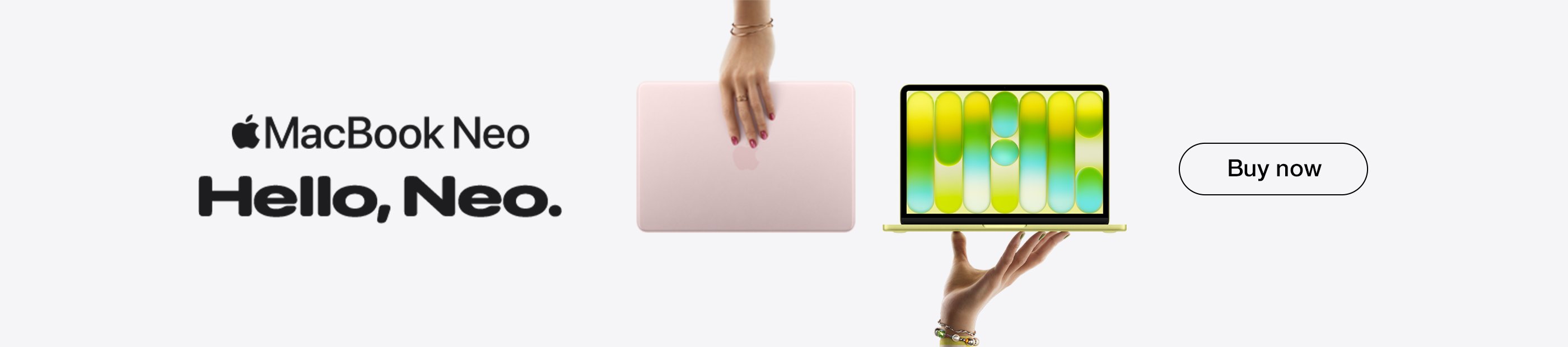 Apple MacBook Neo. Hello, Neo. Buy now.