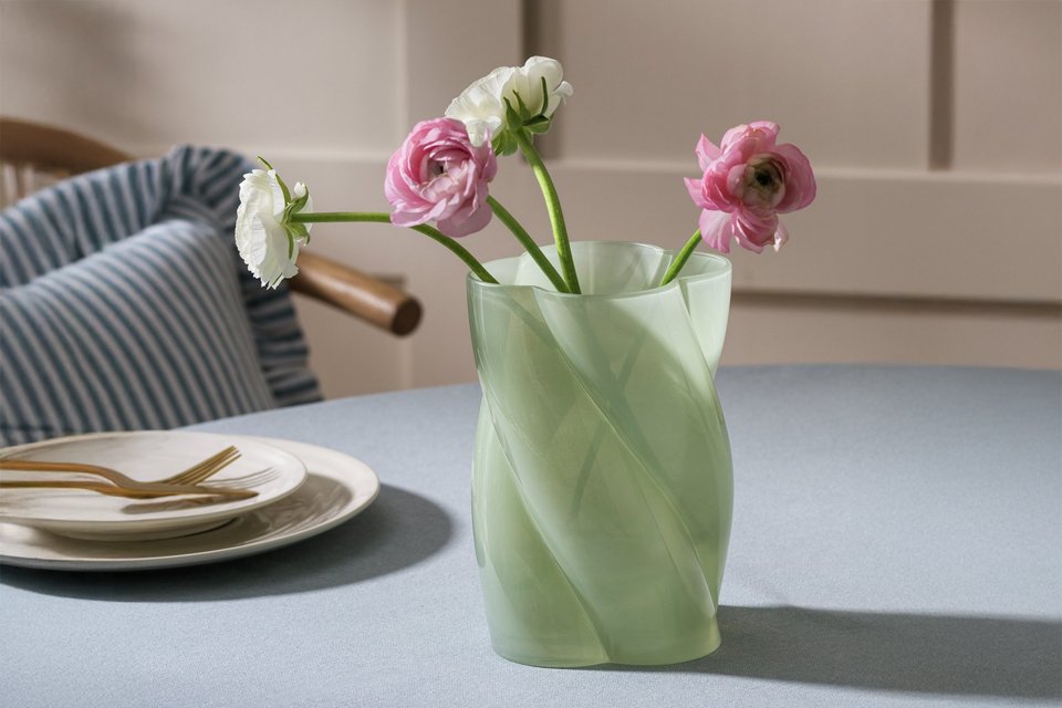Habitat Twisted Glass Vase - Green.