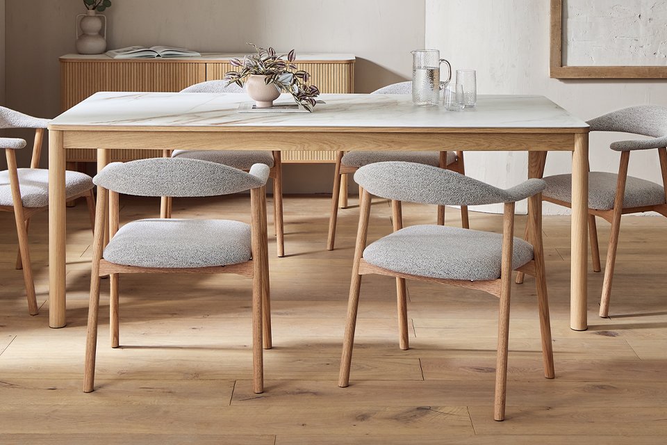 Habitat Lex Oak Dining Table & 6 Natural Chairs.