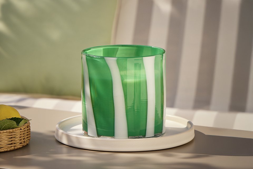 Habitat Citronella Striped Effect Multiwick Candle - Large.