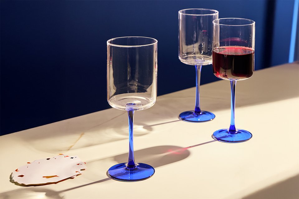 Habitat Blue Stem Set of 4 Wine Glasses.