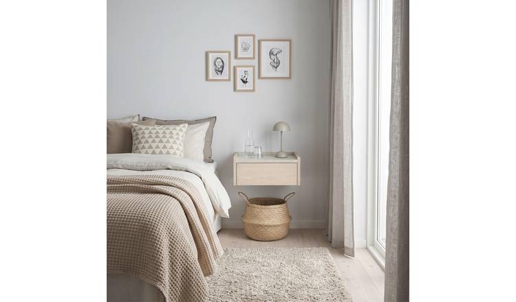 Decortie Brisa With Top Particleboard Wall-Mounted Bedside Shelf - Sand