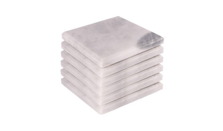 Argon Tableware Marble Square Coasters - White - Pack of 6