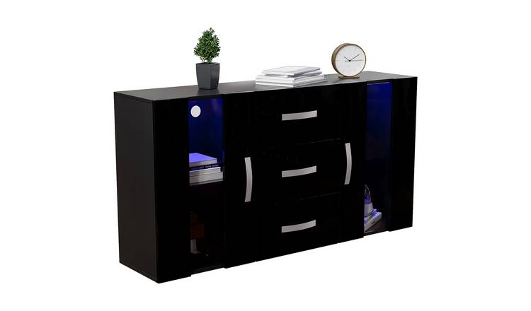 Vida Designs Astro 2 Door 3 Drawer LED Sideboard - Black