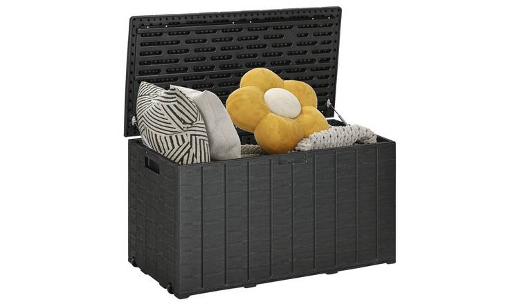 Outsunny Garden Storage Box with Wheels and Handles - Black