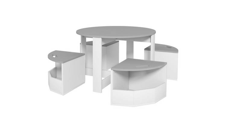 AIYAPLAY 5 Piece Childrens Table and Chair Set with Storage - Grey