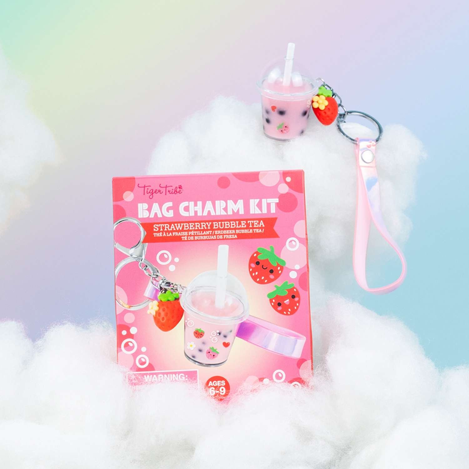 Tiger Tribe Bag Charm Kit Strawberry Bubble Tea - 6 Years + - Image 3