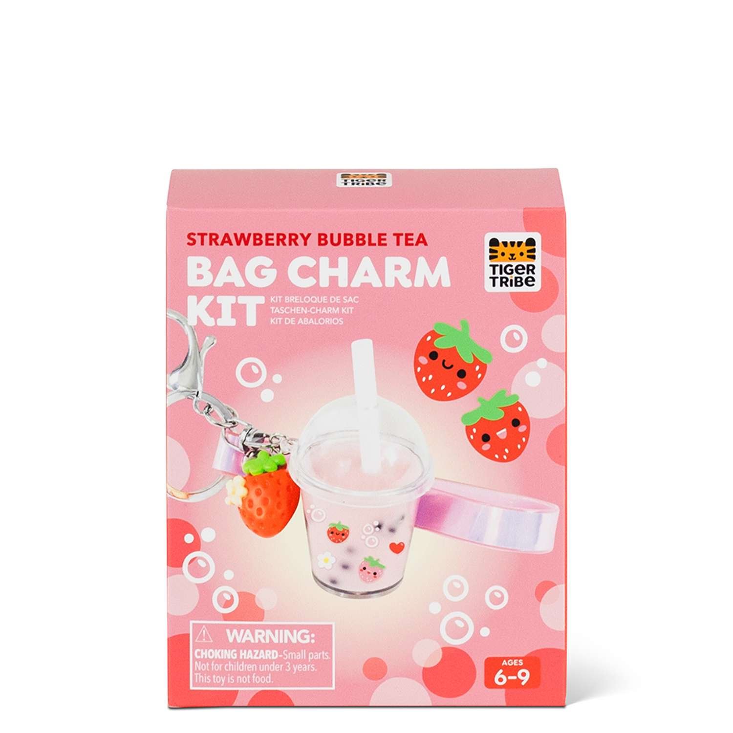 Tiger Tribe Bag Charm Kit Strawberry Bubble Tea - 6 Years + - Image 5