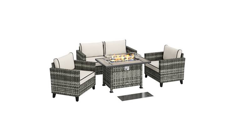 Outsunny 4 Piece Rattan Garden Furniture Set - Grey