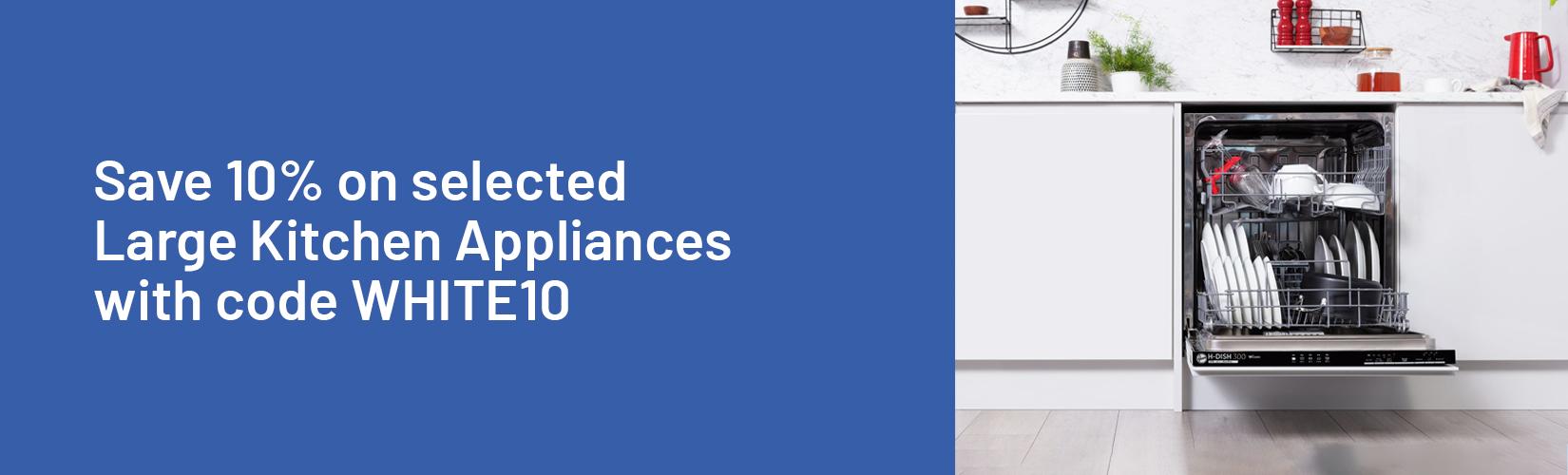 Save 10% on selected large kitchen appliances with code WHITE10.