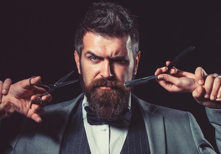 Hair cutting and grooming for men.