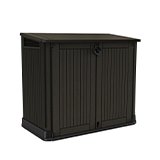 black garden storage container.