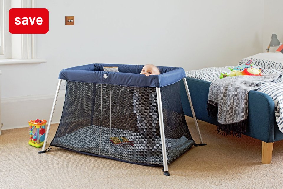 Save 20% off selected travel cots. Using code BABY20.