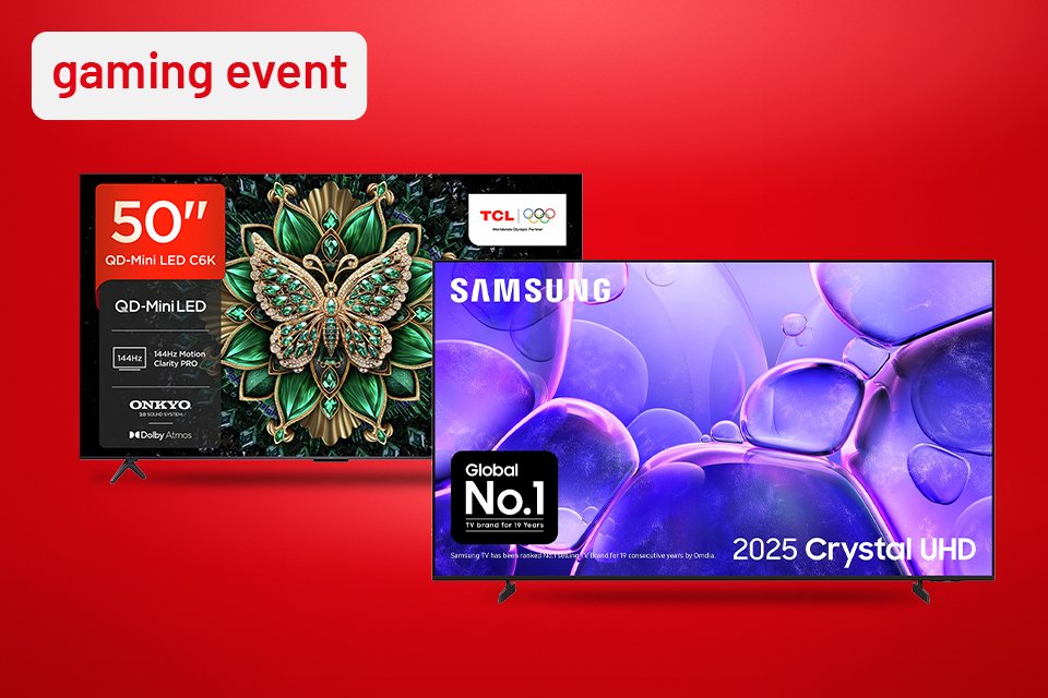 Save 10% across selected Samsung and TCL TVs with code GAMING10.