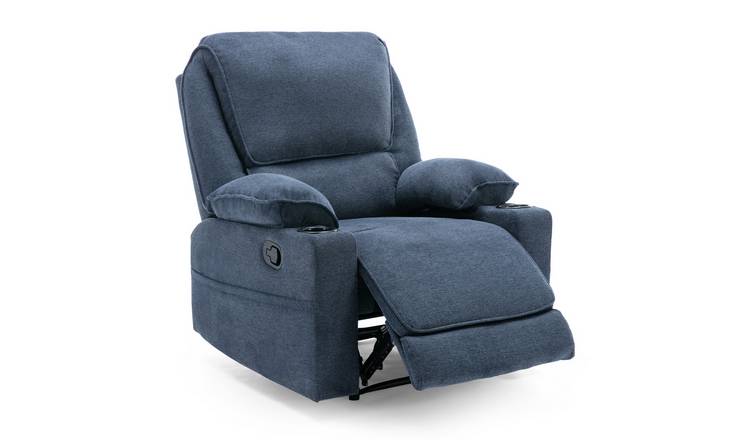 Furniture Online Sydney 1 Seater Fabric Manual Recliner Chair - Blue