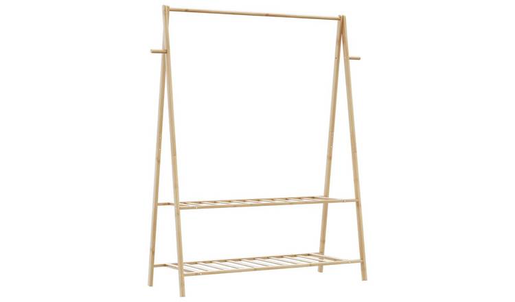 Walplus Bamboo Clothes Rack with Shelves - 132 x 45.5 x 150.5 cm