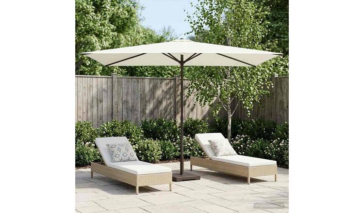 Walplus Rectangular Polyester Garden Parasol - Cream - 290 x 190 x 220 cm