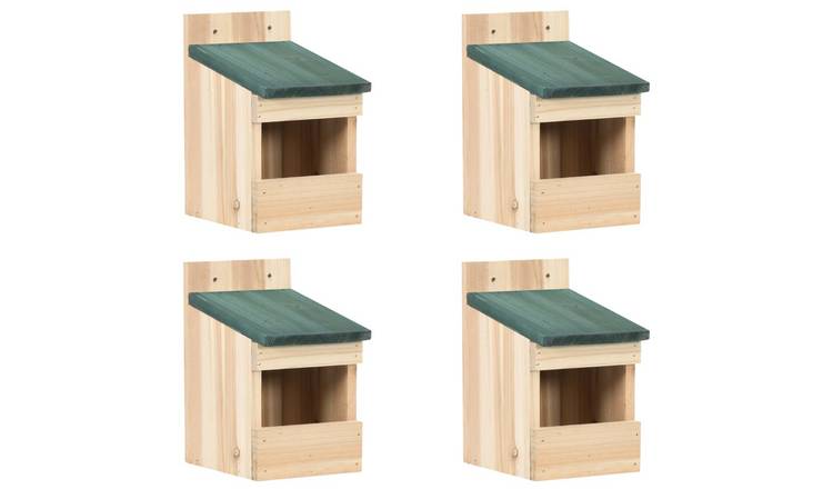 Walplus Pack of 4 Wood Bird Houses Firwood - 12 x 16 x 20 cm