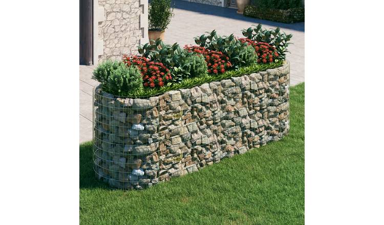 Walplus Galvanised Iron Gabion Raised Bed - Silver - 300 x 100 x 100 cm