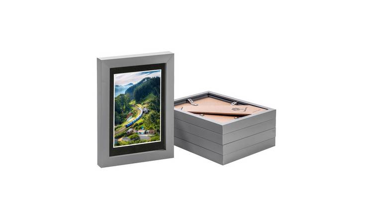 Nicola Spring Photo Frames - 5" x 7" with Mount - Set of 5 - Grey/Black