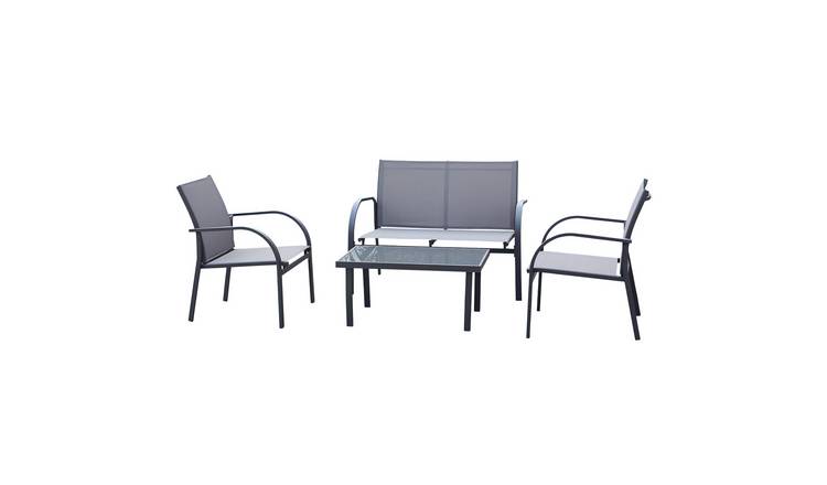 Outsunny Curved Steel Outdoor Furniture Set - Charcoal Grey