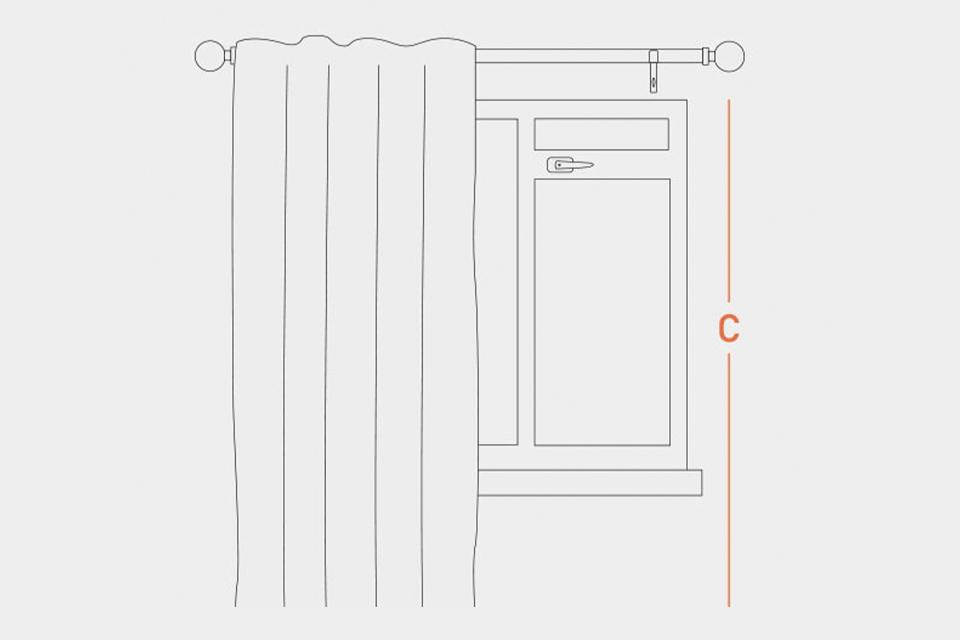Diagram showing how to measure curtain length.