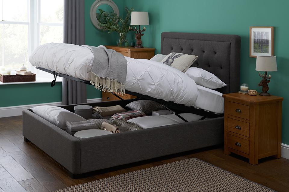 Image of an open storeage bed