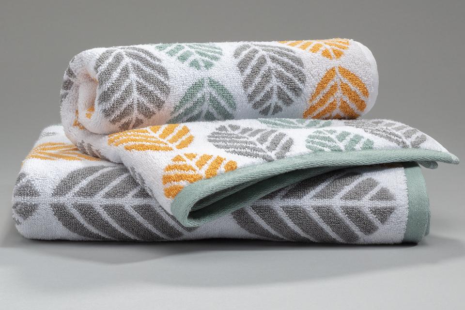 Image of a patterned bale of two towels. 