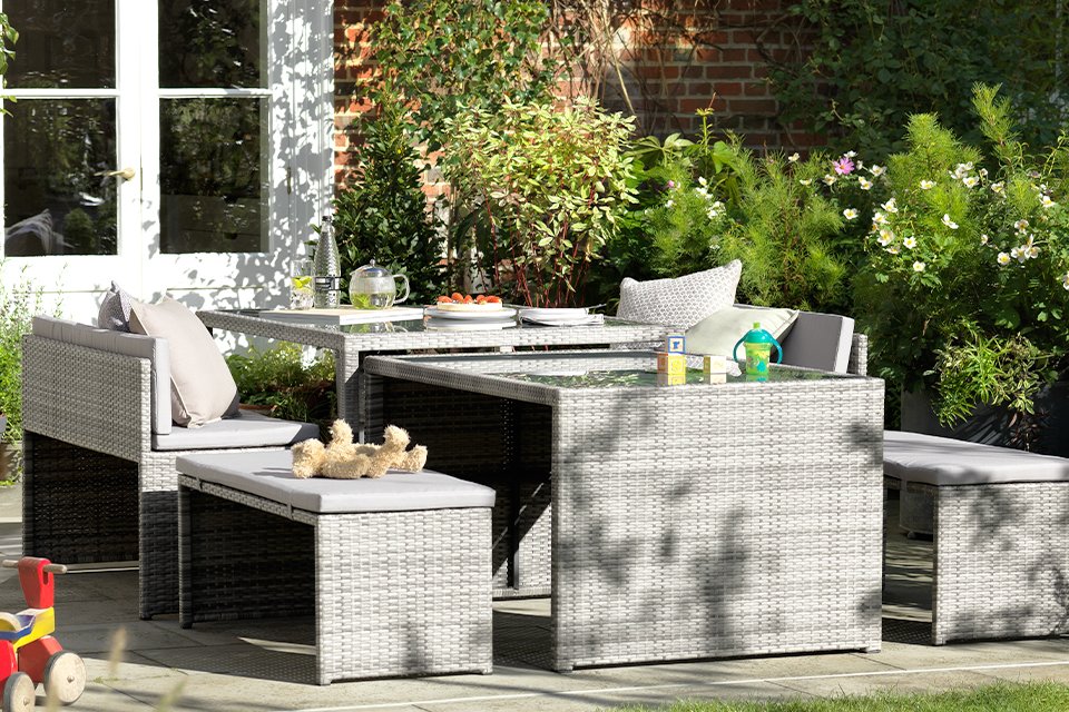An imagine of a rattan effect garden set. 