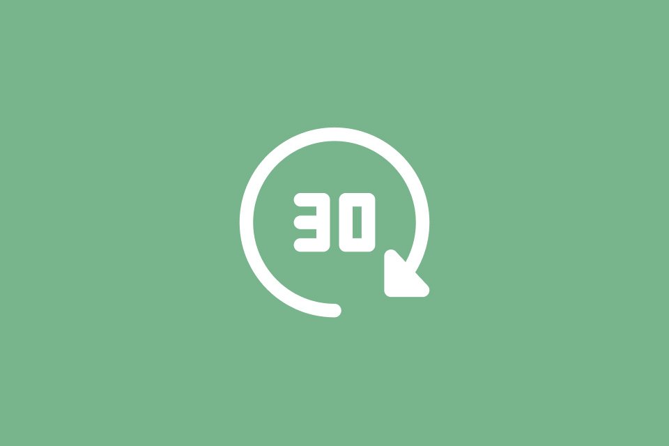An icon of a 30 day return symbol.