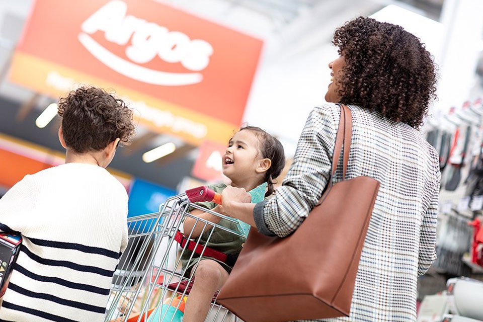 Family shopping in and Argos store.