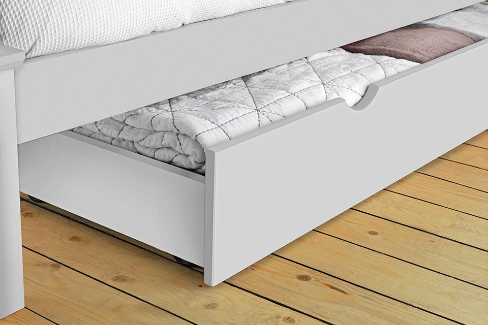 White underbed storage drawer.