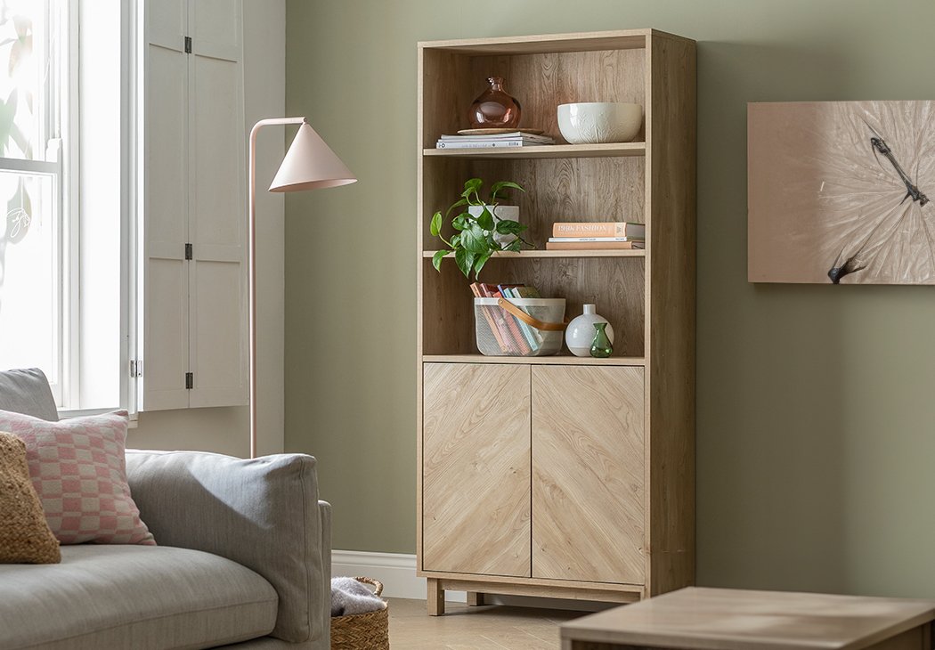Habitat Cornelia oak veneer bookcase.